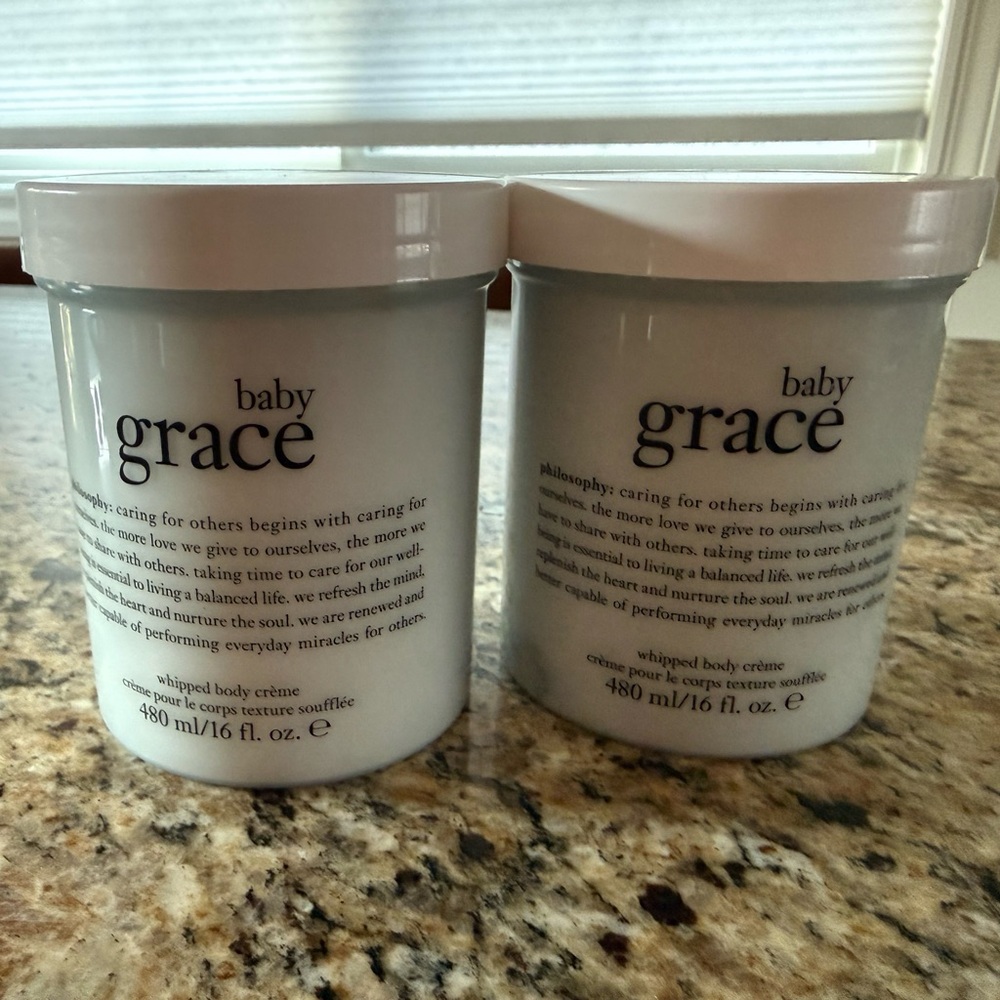 TWO New Philosophy Baby Grace Whipped Body Crème Containers 16oz each